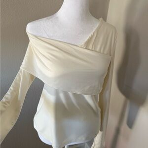 Banana Republic Cream Off-Shoulder Long Sleeve Top